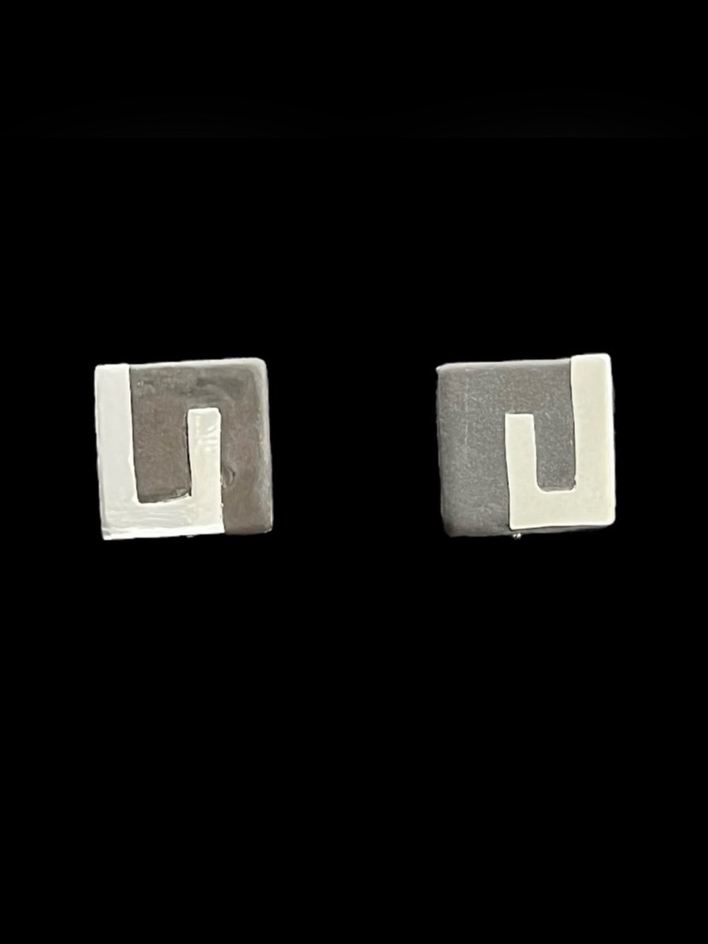 Vintage Los Castillo Onix Negro sterling silver and black onyx earrings